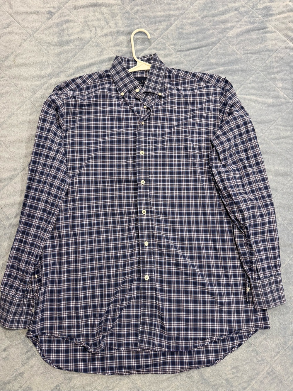 Men's Blue Plaid Button-Down Shirt by Polo